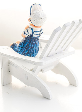 新款地中海风格沙滩椅情侣娃娃男孩女孩样板房装饰家.居摆件装饰