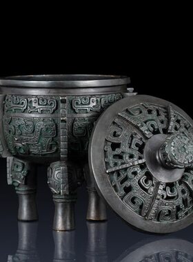 纯黄铜入己鼎炉摆件香炉办公室家居装饰品铜鼎工艺品仿古聚财鼎