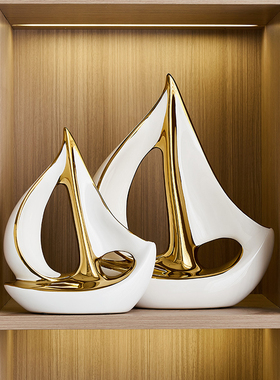 一帆风顺帆船摆件轻n奢高档玄关办公室客厅酒柜家居装饰送领导大