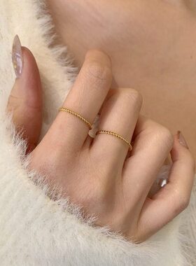 大码戒指女胖MM叠戴时尚个性细麻花胖人胖手大圈口大号食指指环潮