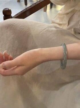 中国风烟灰色古风手镯轻奢女款新中式首饰简约高级七夕节生日礼物