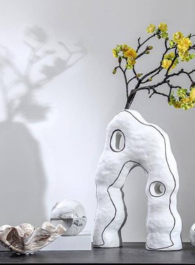 简约现代创意陶瓷花器摆件样板A间售楼处客厅酒店展示厅软装摆放