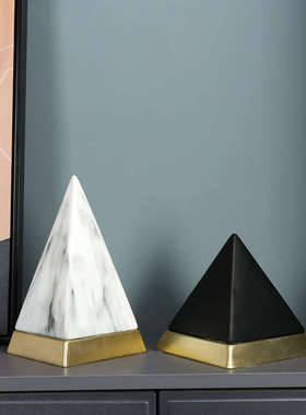 现代创意几何金字塔摆件样板间新中式轻奢客厅电视柜Z软装装饰品