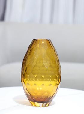 现代简约手工琉璃切面艺术花瓶装饰摆件玄关客厅餐厅软装家居饰品