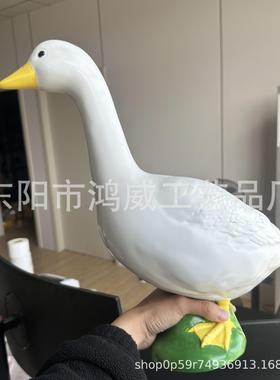 新款大号43cm白鹅摆件 树脂雕像工艺品 家居花园园林池塘书房桌面