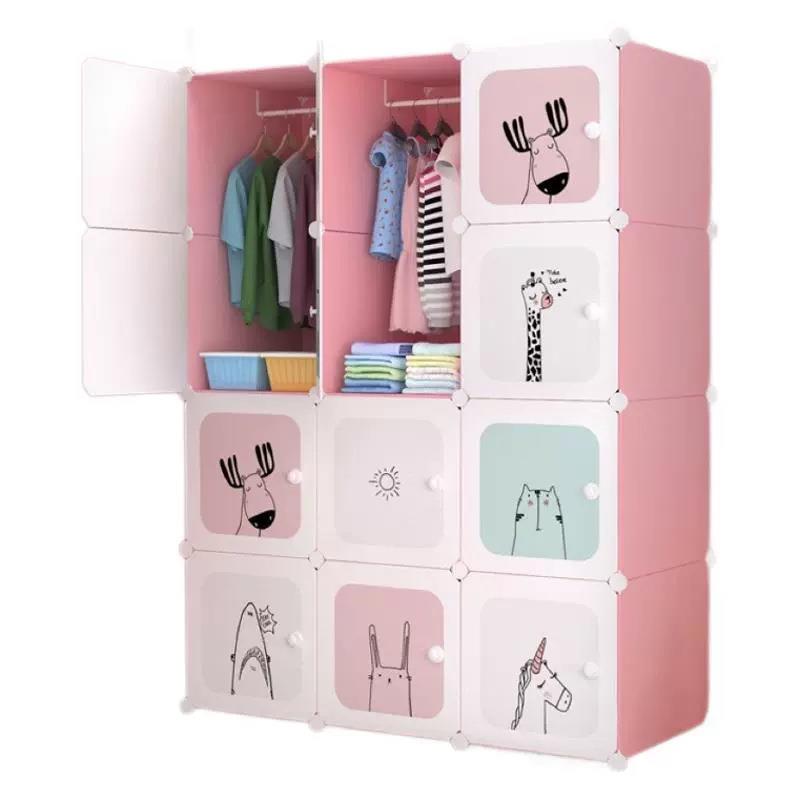 衣柜简易组装家用卧室儿童推拉门实木布衣橱收纳柜出租屋 - 图3