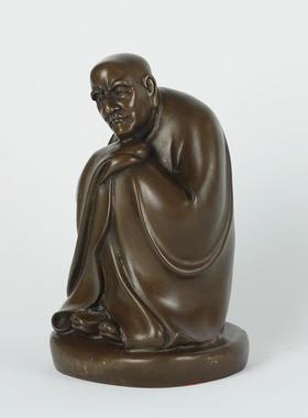 纯黄铜达摩摆件中式达摩祖师客厅玄关家居办公室桌面装饰工艺礼品