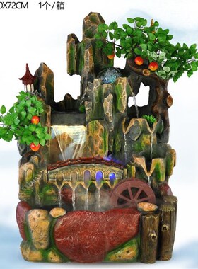 树脂流水假山 厂家 古朴瓦 屋z 檐 彷古 摆件 流水 工艺品喷泉