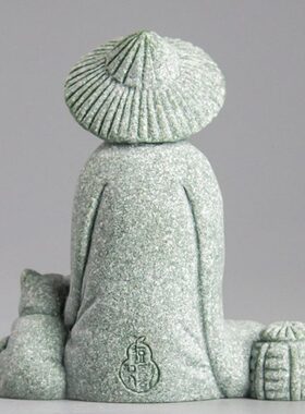 逗兽记钓鱼翁等吃鱼香插假山造景居家桌面装饰摆件创新新中式茶宠