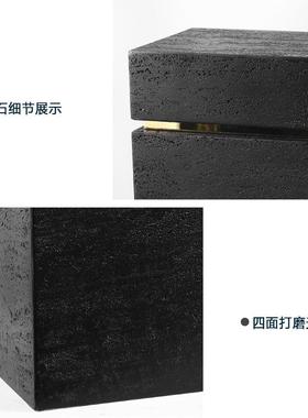 北欧轻奢摆件客厅落m地石墩方形展示台底座大理石基座洞石雕塑摆