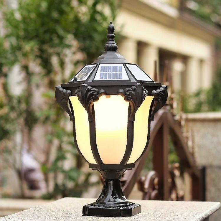 太阳能门柱灯户外防水别墅庭院护栏灯花园围墙柱头灯复古阳台灯 - 图0