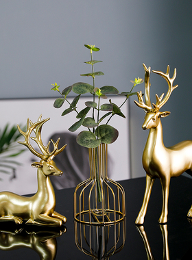 麋鹿摆件家居装饰品摆设客厅艺术创F意书桌上轻奢书架电视书柜茶