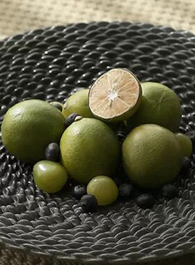 XHQ法式中店古黑色编织家果盘样板间酒民宿居茶几桌面装饰品艺摆