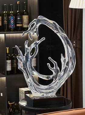 现代惊涛骇浪客厅玄关办公室大型高档装饰品摆件招U财寓意好的礼