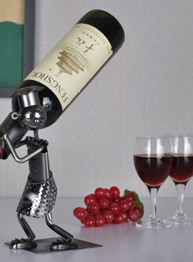 铁艺大厨师酒架人物酒具创意金属手工艺品家居摆件餐厅装饰品包邮