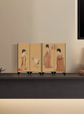 《簪花仕女图》宋代美q学屏风桌面摆件高级感客厅电视柜艺术装饰