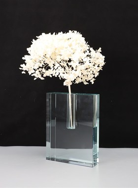 现代简约透明水晶空心花s瓶样板房家居卧室书房客厅餐厅桌面摆件
