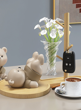 熊治愈系小摆件鞋柜玄关钥匙收纳家居饰K品酒柜客厅茶几乔迁礼物