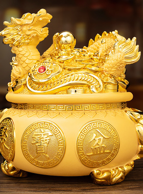 祥龙聚宝盆摆件招财客厅办公室装饰中式创意K礼品 2024新款存钱罐