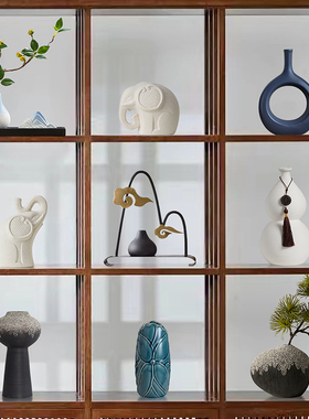 新中式摆件客厅玄k关博古架摆设现代国风禅意软装饰品书房茶室摆