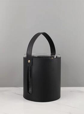 现代简约皮革玻璃醒酒器红酒冰桶摆件客厅餐厅吧台酒店家居装饰品