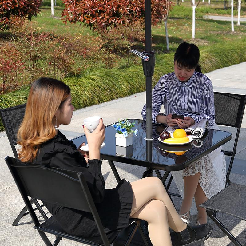 室外庭院藤椅咖啡店休闲椅子靠背椅餐桌椅户外桌椅可折叠露天阳台 - 图2