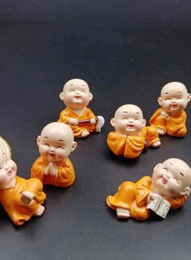 和尚微景观禅意四不功夫小和尚小沙弥车载办公室桌面花盆迷你摆件
