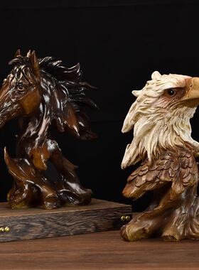 创意复古狮子头像摆件家居客厅办公室书房桌面动物树脂工艺品装饰