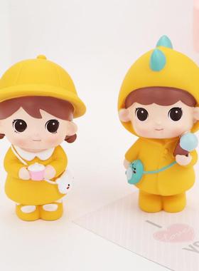 创意可爱情侣娃娃汽车摆件卡通小公仔烘焙蛋糕装饰品办公桌面摆设