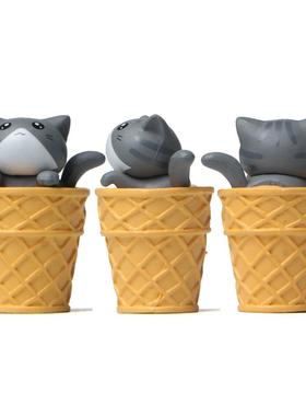 美食系列4款冰淇淋猫咪小猫微景观园艺造景公仔创意桌面摆件公仔
