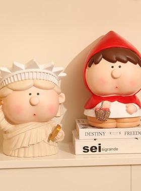 白雪公主童话风小王子储钱罐大艺术家戴珍珠耳环的少女存钱罐摆件