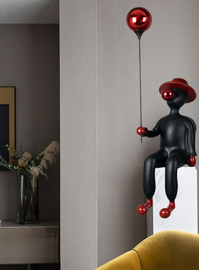 现代轻奢抽象吹泡泡人物雕塑装饰样G板间书房售楼处客厅玄关摆件