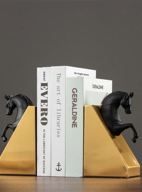 轻奢书挡书靠摆件水晶创意金属大理石样J板房间艺术书立书房工艺