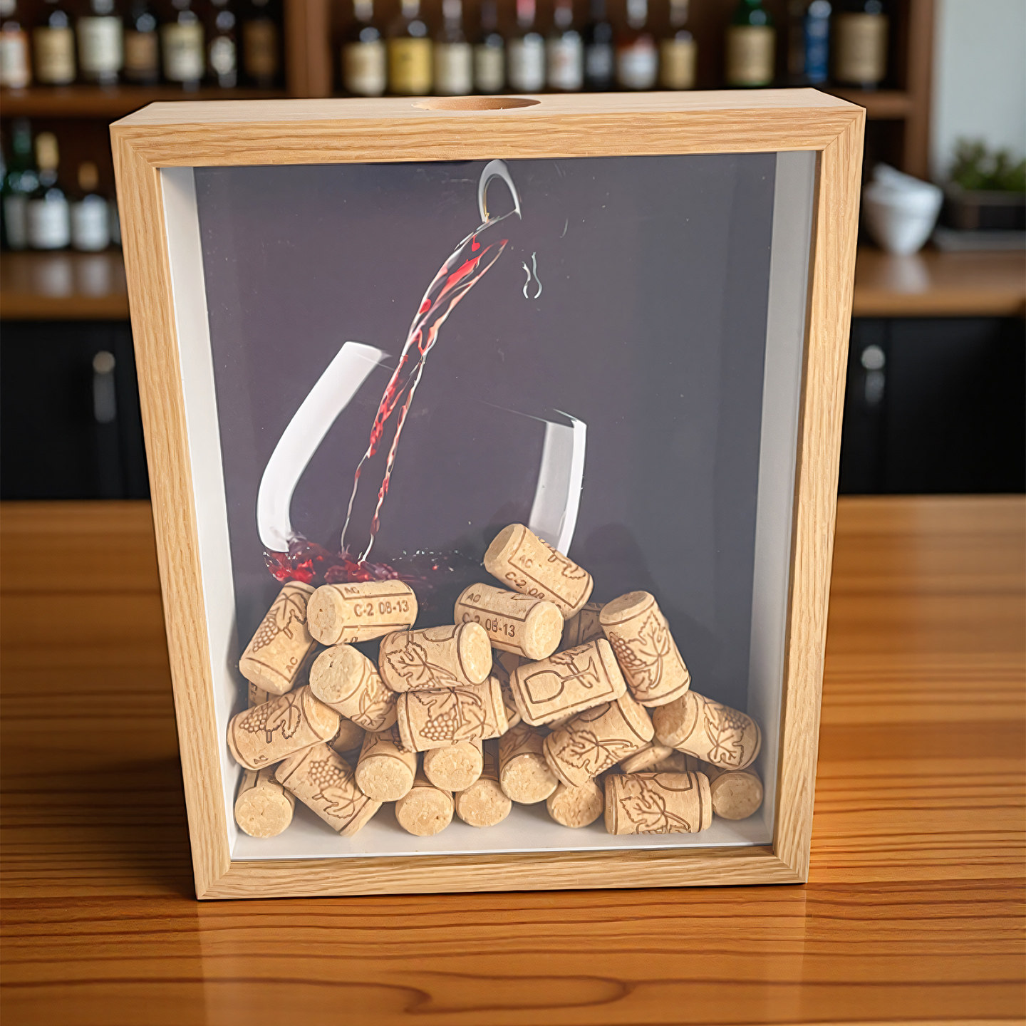 红酒塞收纳相框软木葡萄酒塞展示框酒瓶瓶盖收藏收集盒酒吧柜摆件,淘宝优惠券,粉丝福利购,淘宝优惠卷