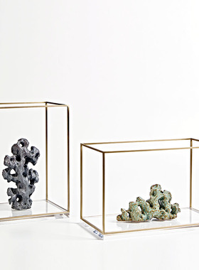 新中式禅意太湖石陶瓷摆件t样板间售楼处客厅玄关处隔断层软装摆