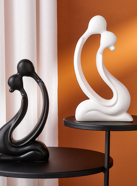 现代简约艺术情侣人物舞蹈摆件家居客厅卧室床头柜V装饰品生日礼