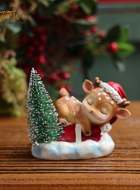 奇趣世界圣诞梅花鹿情D侣摆件 送礼气氛装饰