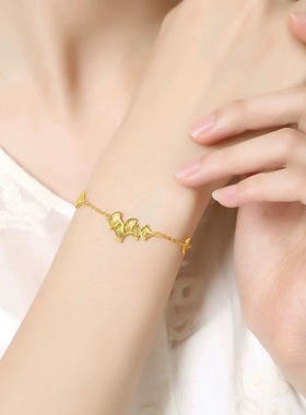 龙星惜上S925纯银三生有杏手链女新中式简约风银杏叶饰品水晶手工