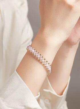 龙星惜上S925纯银锦鲤锁扣天然白水晶紫锂辉串珠手串女小众手饰