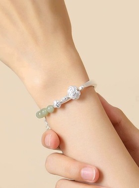 龙星惜上新中式国风串珠手链女百搭足银999手镯和田玉如意小众