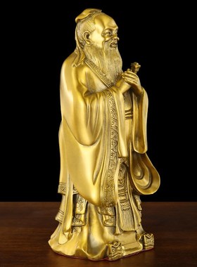 黄铜孔子像孔夫子人物雕塑圣贤书房办公室桌面摆件工艺品开业礼品