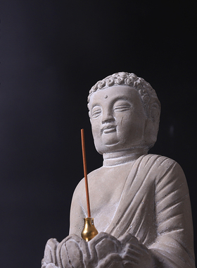 禅意水泥佛像摆件家居客厅庭院盆景新中式玄关假山造景鱼缸装饰品