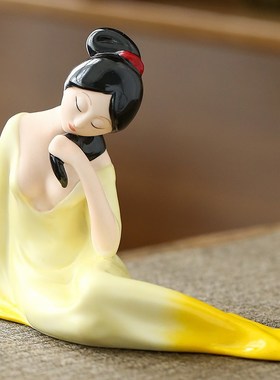 创意摆件中式人物书架仕女工艺礼品摆饰家居办公室装饰U品瓷器电