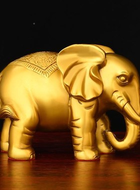 铜大象摆对件一铜象招财客玄财关z位吸水象特大10101号黄铜大象工
