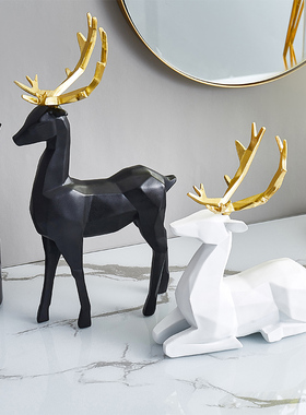 北欧电视柜鹿摆件轻奢风现代简约家D居客厅创意玄关酒柜高档装饰
