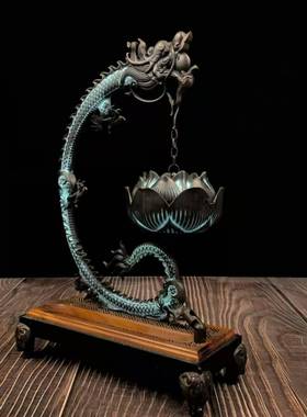 吊式香炉古典莲花龙架悬挂吊炉摆件禅意倒L流香炉回流香檀香薰香
