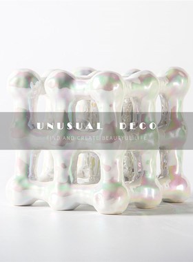 现代简约创意正方形镂空摆件售y楼处样板间民宿客厅书房电视柜饰