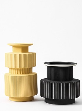 新中式齿轮陶瓷花器摆件酒店会所售楼处样板间客S厅花瓶装饰品摆