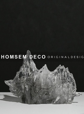 新中式现代水墨假山摆p件样板房间售楼处客厅玄关软装饰品摆饰搭