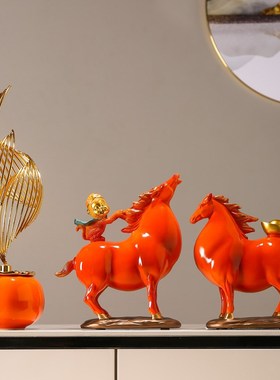 招财马到成功摆件酒柜电视柜办公C室老板桌马上有钱马上封侯工艺